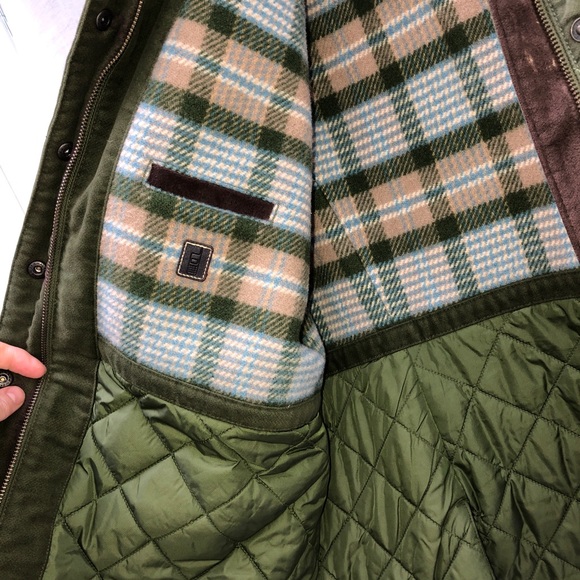 LL Bean spectacular Up Country Waxed Cotton green quilted brown jkt ASNEW - Picture 4 of 7
